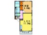 エルツインＢ棟 1LDKの間取り