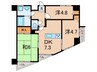プレステージ明石大久保Ⅱ(308) 3DKの間取り