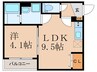 エリシオン大物町 1LDKの間取り