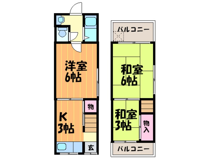 間取図 深野４丁目テラスハウス（南側）