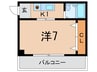 高羽レディースＭレインボウ 1Kの間取り