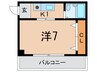 高羽レディースＭレインボウ 1Kの間取り