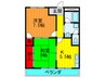 大西マンション 2Kの間取り
