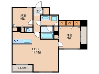 間取図 ﾘﾍﾞｰﾙ三宮ﾐｯﾄﾞ・ｷｬｽﾄ（804）