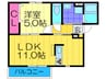 フェリ－チェＵ 1LDKの間取り