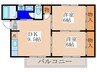 グレイスコート高安 2DKの間取り