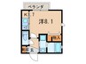 ベェルウェル稲葉 1Kの間取り