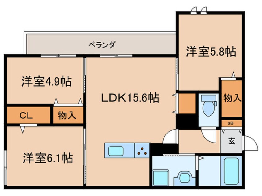 間取図 仮)尼崎市南塚口町5丁目ヘーベル