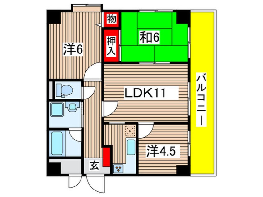 間取図 コスモ南武庫之荘(501)