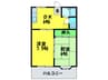 パ－クサイド津久野 2DKの間取り