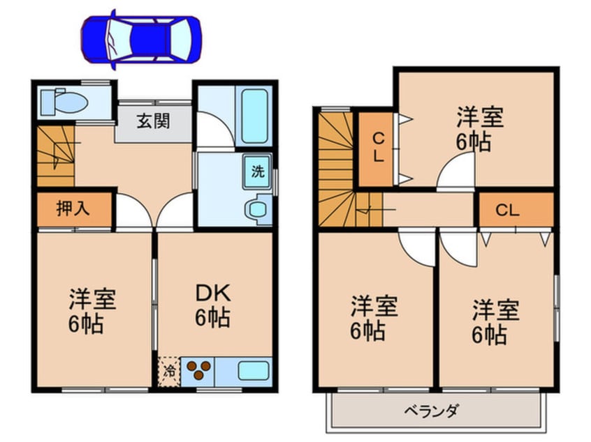 間取図 浅岡様梅ケ畑連棟貸家