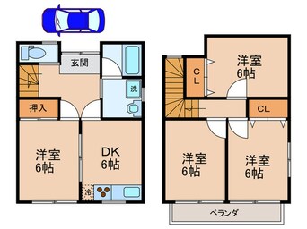 間取図 浅岡様梅ケ畑連棟貸家