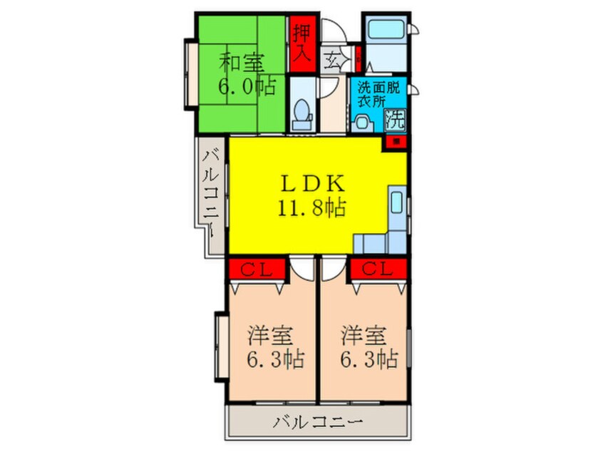 間取図 コ－ポラス吹東Ⅱ