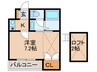 プルス塚本ドゥ－エ 1Kの間取り