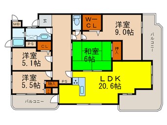 間取図 ツウィング宝塚中山壱番館(807)