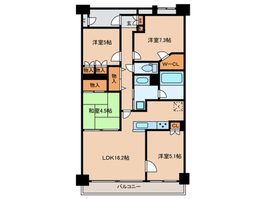 間取図 仮）ｸﾞﾘｰﾝﾗｸﾞｰﾅ甲子園A棟（202）