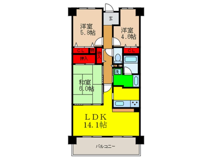 間取図 イトーピア茨木(505)