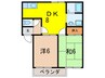 メゾンドール綾羽　Ｂ棟 2DKの間取り