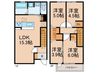 間取図 仮)D-ROOM京田辺市松井ケ丘