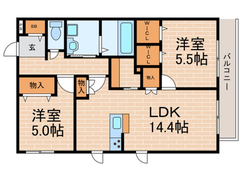 間取図 Ｌａ　Ｌｕｎａ　Ｎｉｇａｗａ　