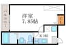 サントス堀川紫明 1Kの間取り