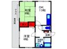 岡町北壱番館 2DKの間取り