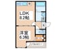 フジパレス瓜生堂Ⅴ番館 1LDKの間取り