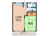 安井ハイツ芦屋 1LDKの間取り