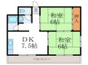 ロイヤルパレット壬生 2DKの間取り