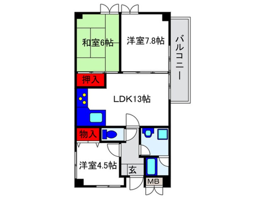 間取図 プリマベ－ラ千里園