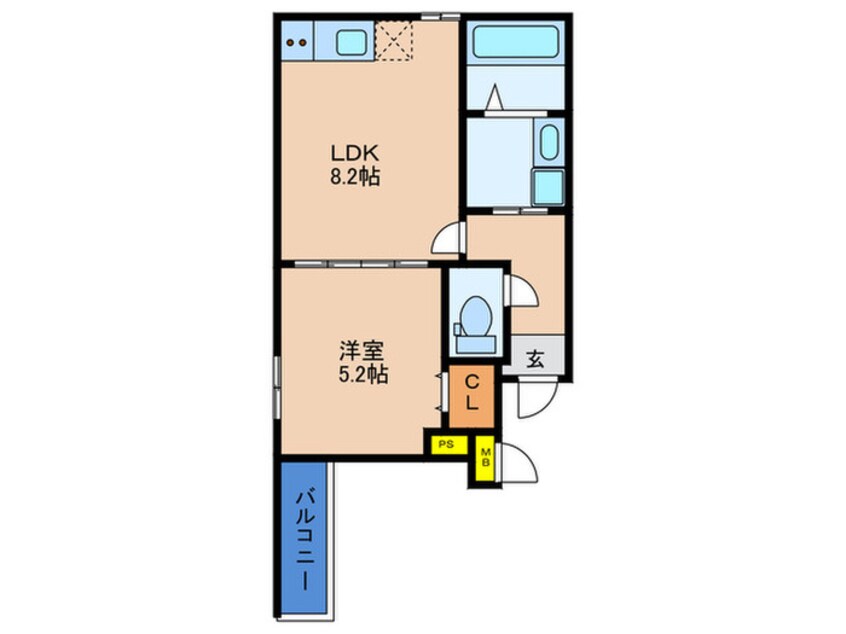 間取図 ﾌｼﾞﾊﾟﾚｽ出来島WESTV番館