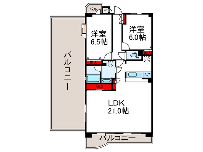 間取り図 ﾗｲｵﾝｽﾞﾏﾝｼｮﾝ千里上山手(501)