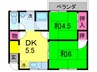 細川ハイツＢ 2DKの間取り