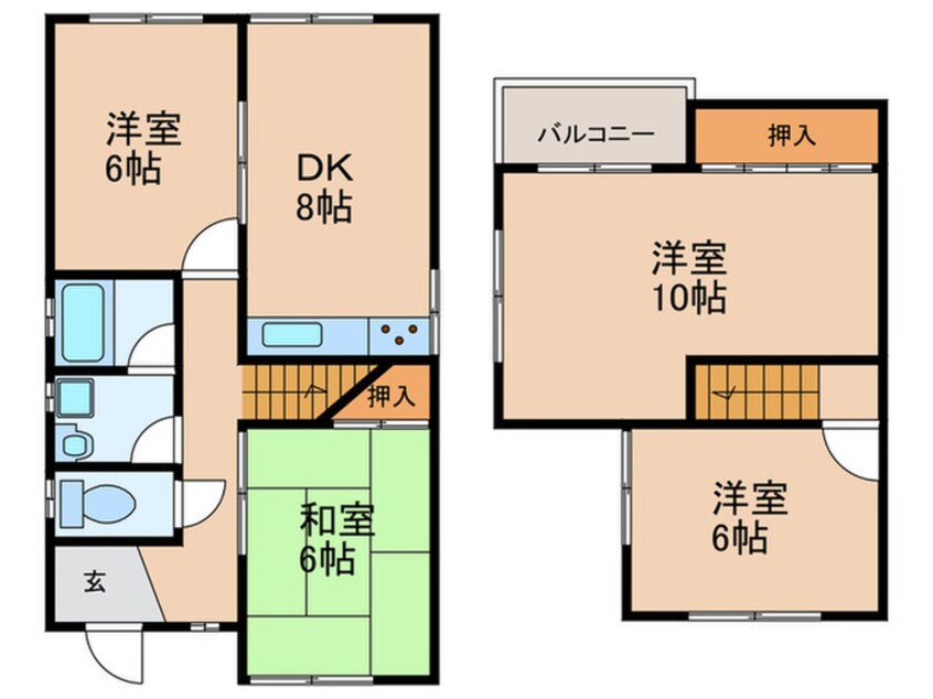 間取図 枚方市茄子作1丁目貸家