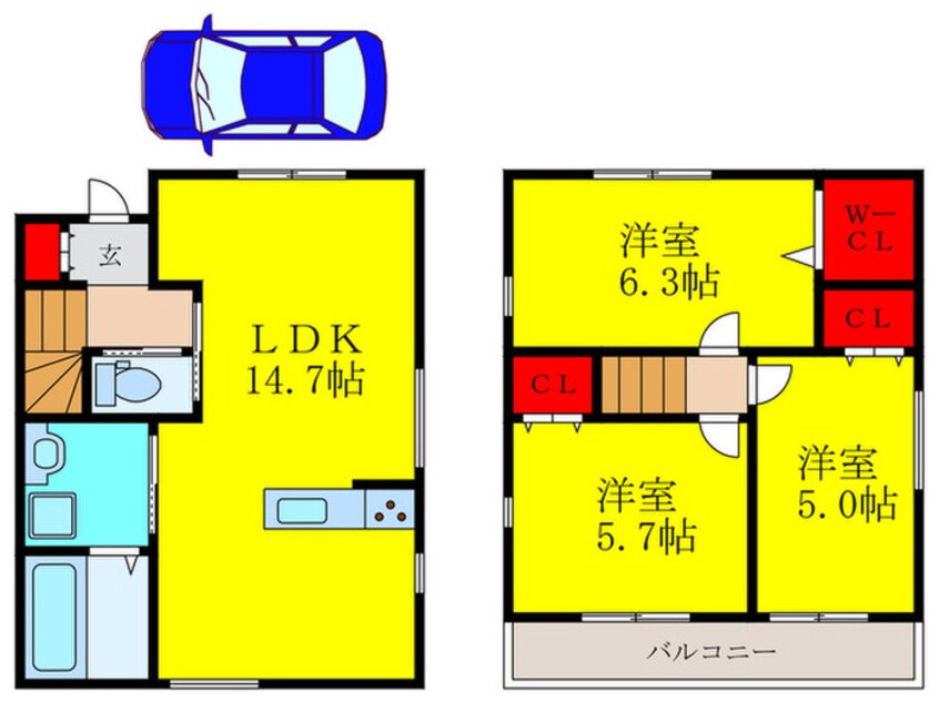 間取図 玉瀬町貸家J