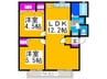 ブランミュール 2LDKの間取り