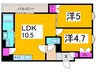 クリエオーレ田辺 2LDKの間取り