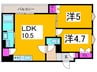クリエオーレ田辺 2LDKの間取り