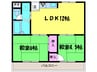 坂の久保サンシャイン 2LDKの間取り