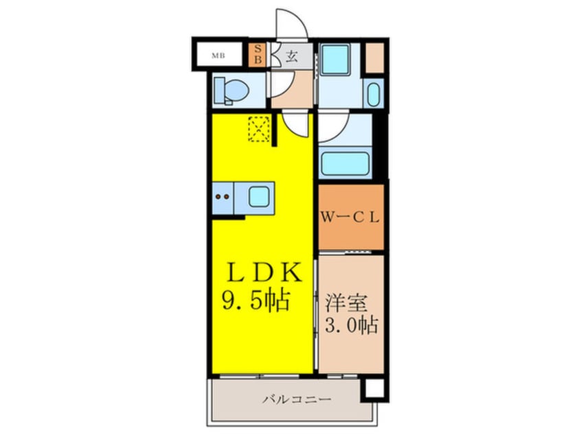 間取図 ｺﾝﾌｫﾘｱ･ﾘｳﾞ新大阪西宮原ｿﾙﾃﾗｽ