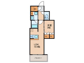 間取図 ｺﾝﾌｫﾘｱ･ﾘｳﾞ博労町一丁目Q