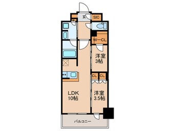 間取図 ｺﾝﾌｫﾘｱ･ﾘｳﾞ博労町一丁目Q