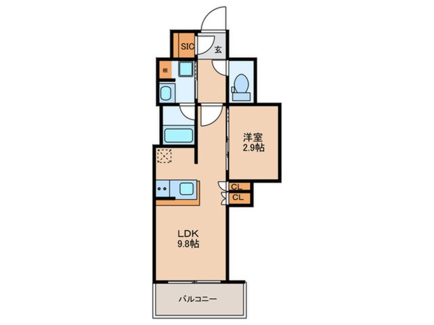 間取図 ｺﾝﾌｫﾘｱ･ﾘｳﾞ博労町一丁目Q