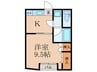 ＰＩＡＺＺＡ ＡＲＴＥ 1Kの間取り