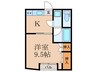 ＰＩＡＺＺＡ ＡＲＴＥ 1Kの間取り