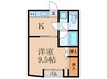 ＰＩＡＺＺＡ ＡＲＴＥ 1Kの間取り