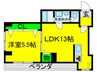 シャトー長居 1LDKの間取り