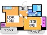 シャトー長居 1LDKの間取り
