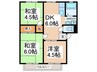 ハ－モニ－ハイツＢ棟 3DKの間取り