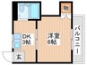 サンシャイン萱島 1DKの間取り
